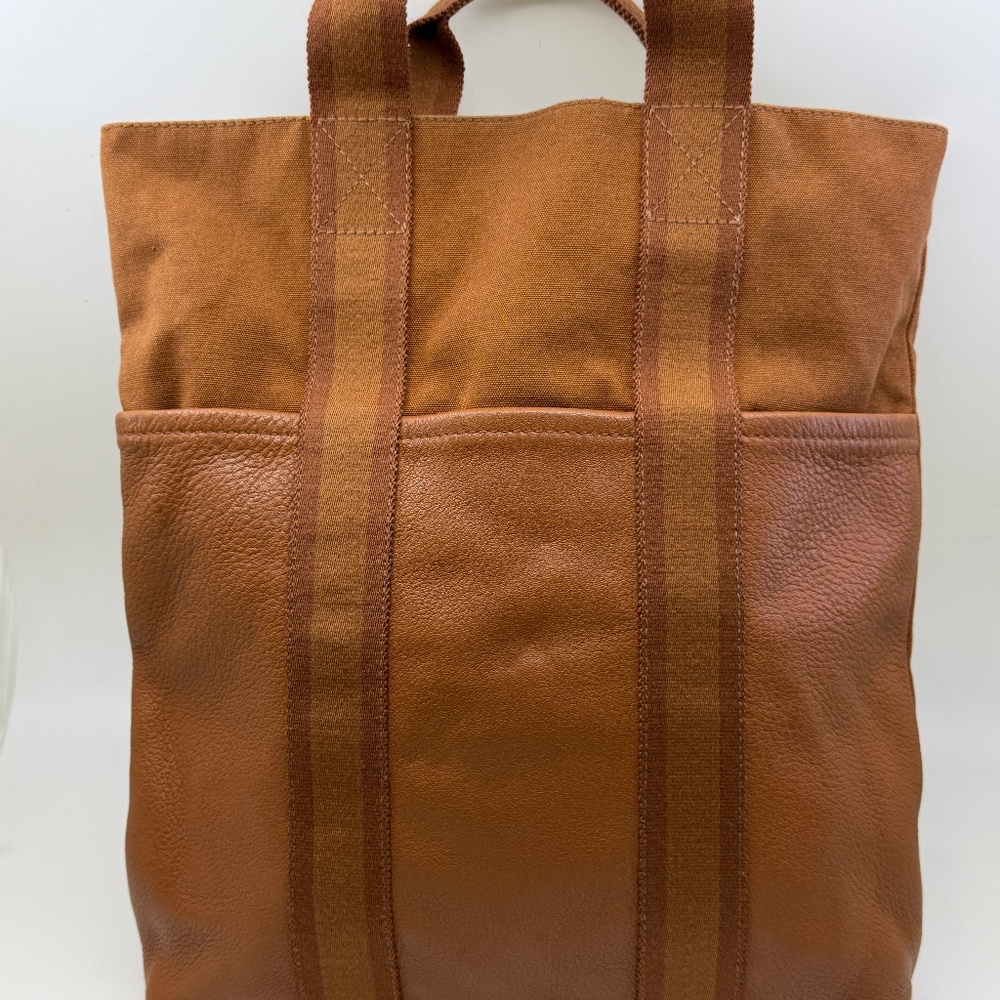 Authentic Hermes Fool Tu Cabas Tote Handbag, Brown color Canvas & Leather
